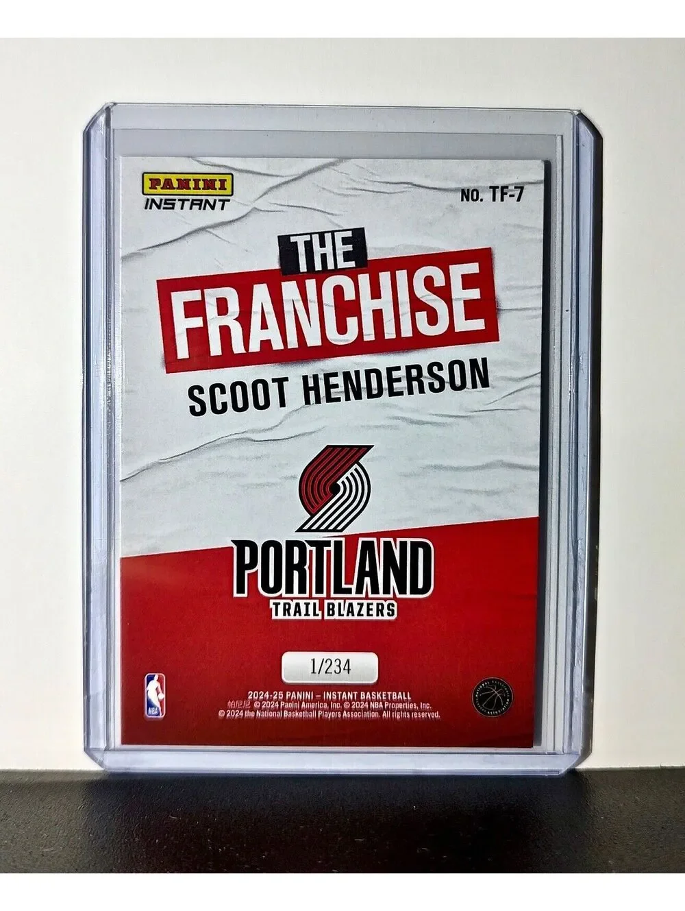 Scoot Henderson 2024-25 Panini The Franchise NBA #7 Card Trail Blazers 1/234